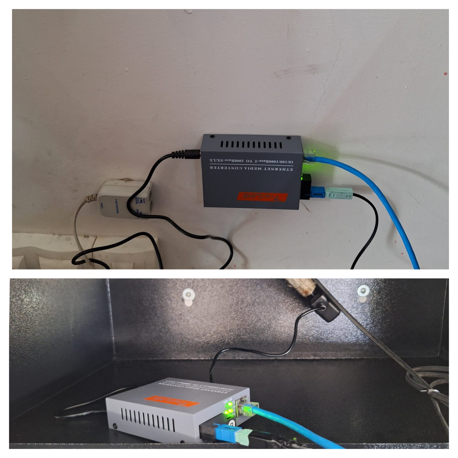 Media converter de fibra óptica instalado pela CI Tecnologia